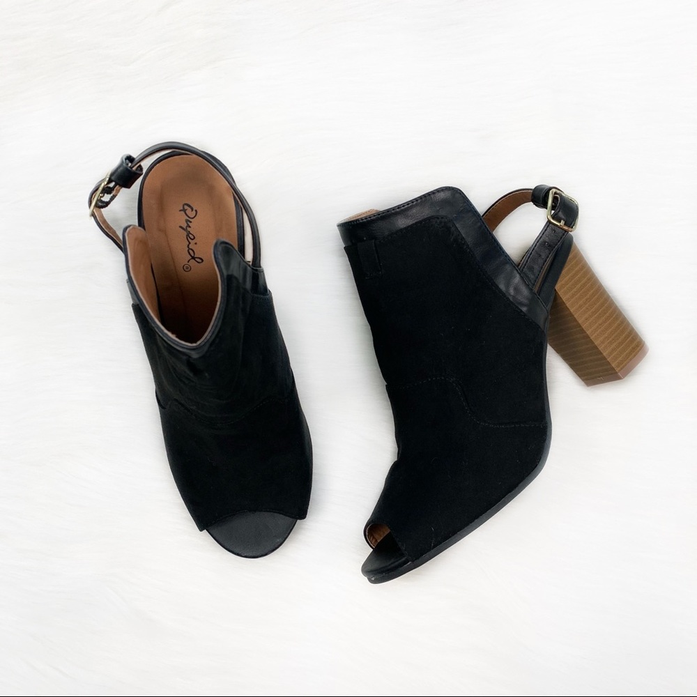 Qupid Black Heel Ankle Boots